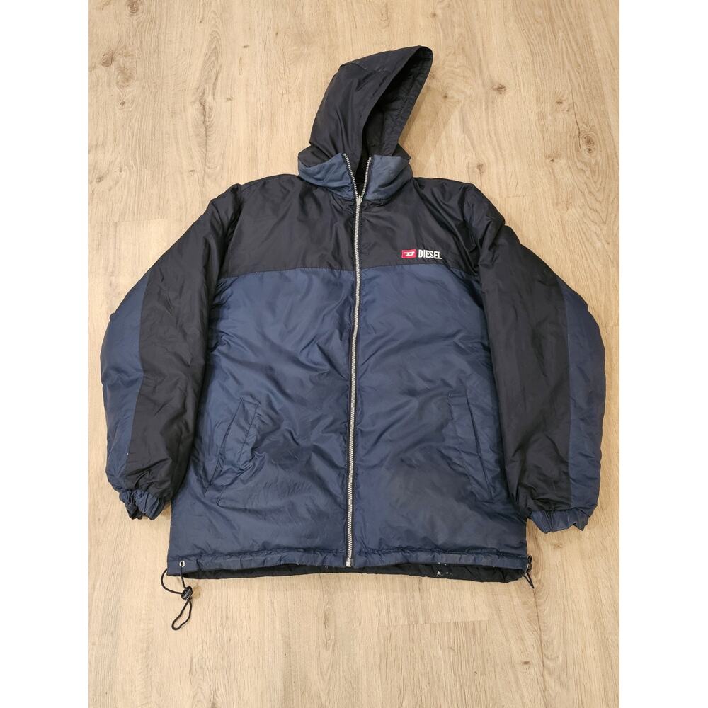 Vintage 90s Y2K Diesel Oversized Reversible Puffer Jacket Men's Large Blue